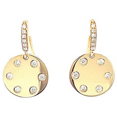 18 Karat Yellow Gold Diamond Drop Earrings