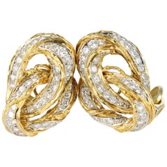 18 Karat Yellow Gold Diamond Earrings 18 Karat Yellow Gold Diamond Earrings