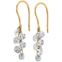 18kt Yellow Gold and Diamond Dangle Earring