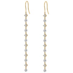 18kt Yellow Gold and Diamond Long Earring