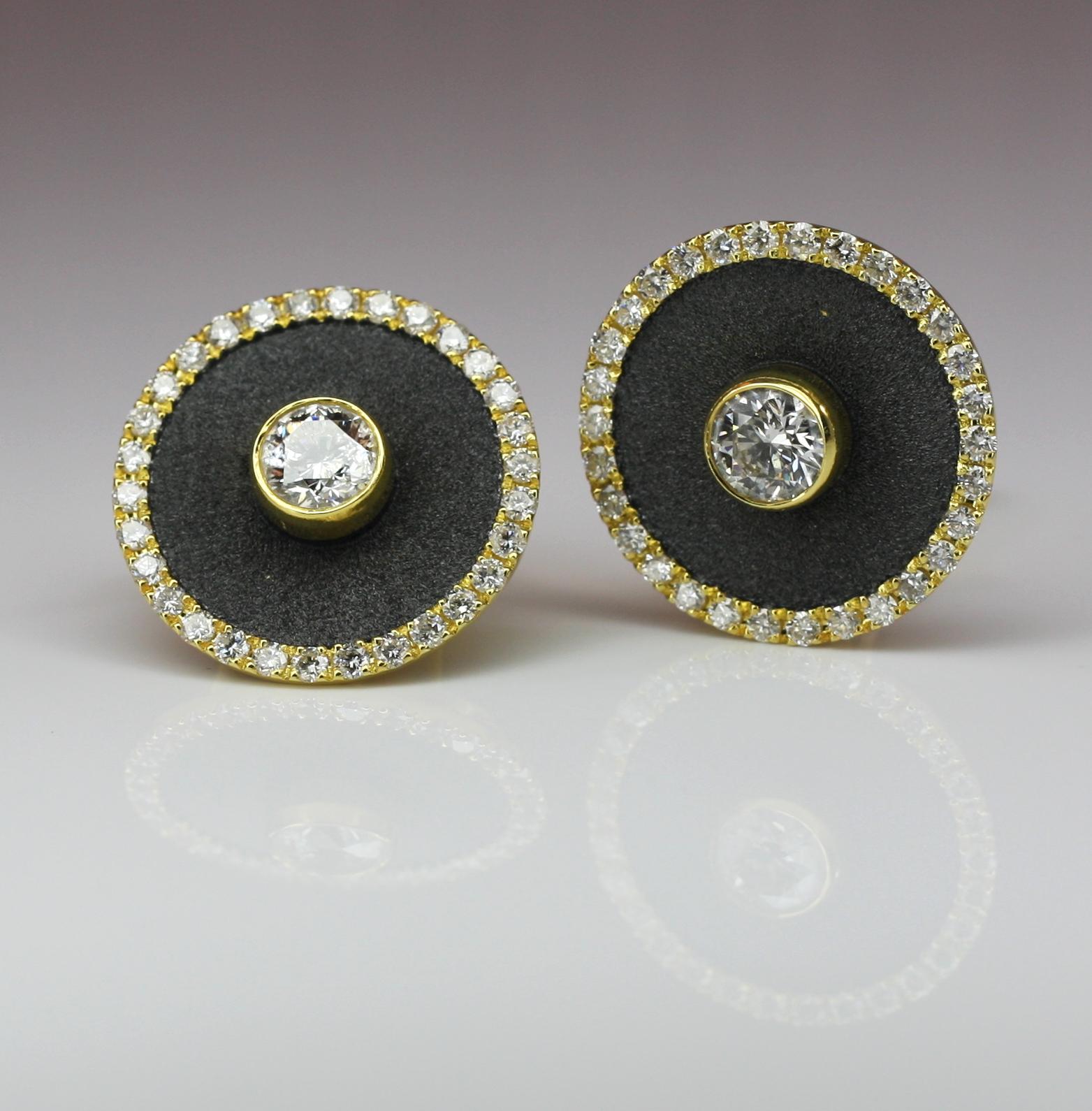 Georgios Kollektionen 18 Karat Weißgold Diamant-Ohrringe mit byzantinischer Textur Damen im Angebot