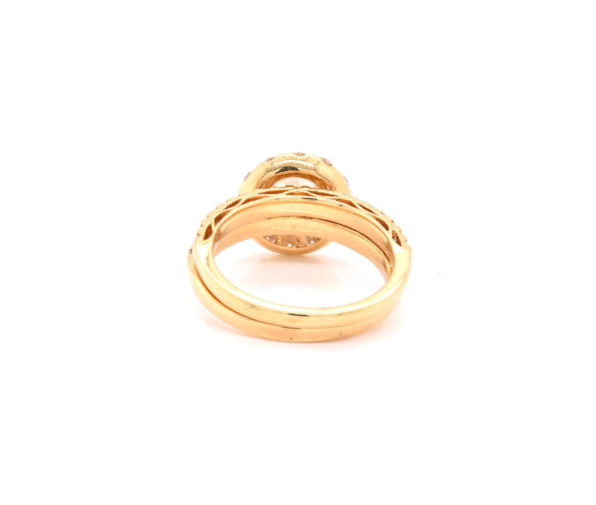 18 Karat Yellow Gold Diamond Engagement Ring In Excellent Condition In Scottsdale, AZ