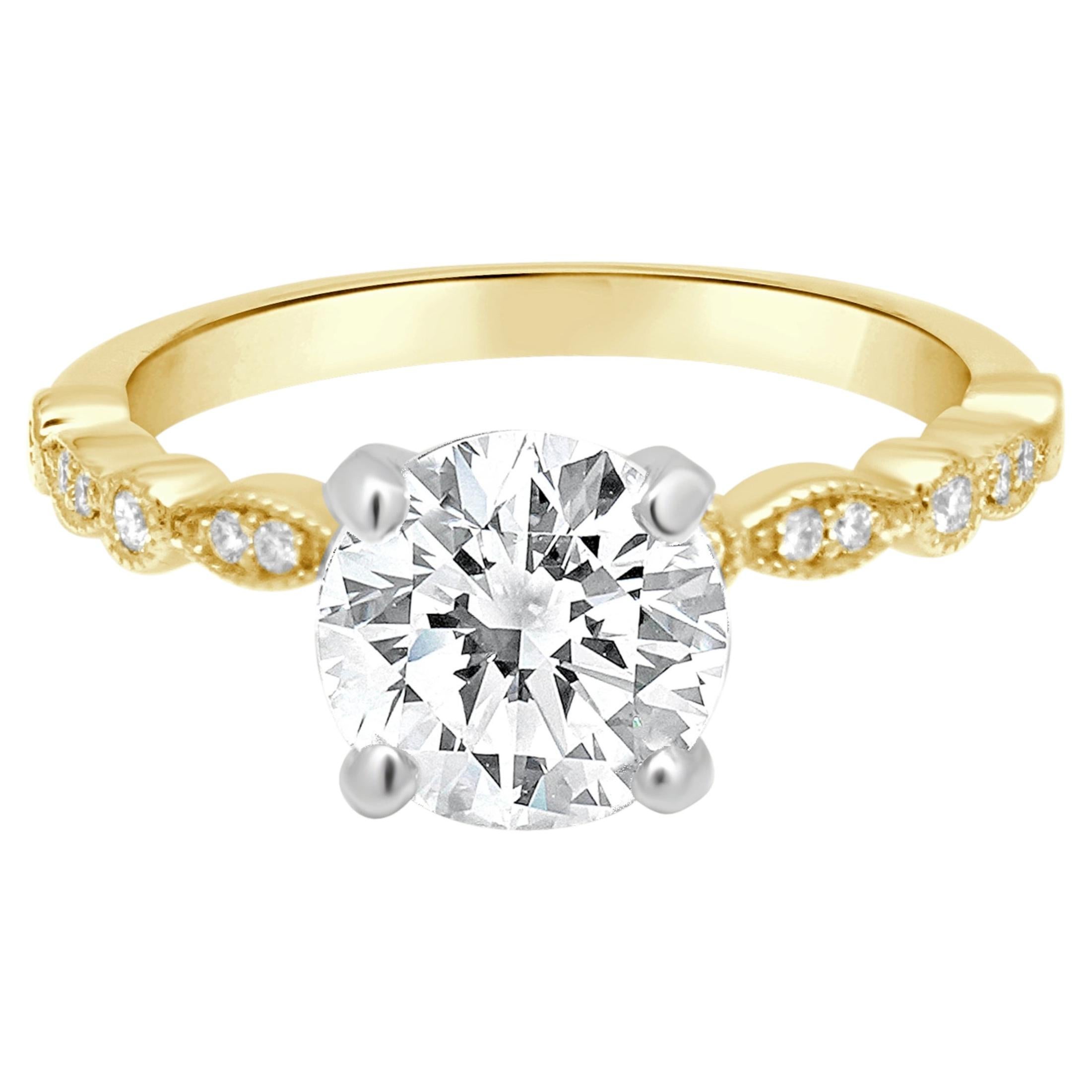 18 Karat Gelbgold Diamant Verlobungsring im Angebot