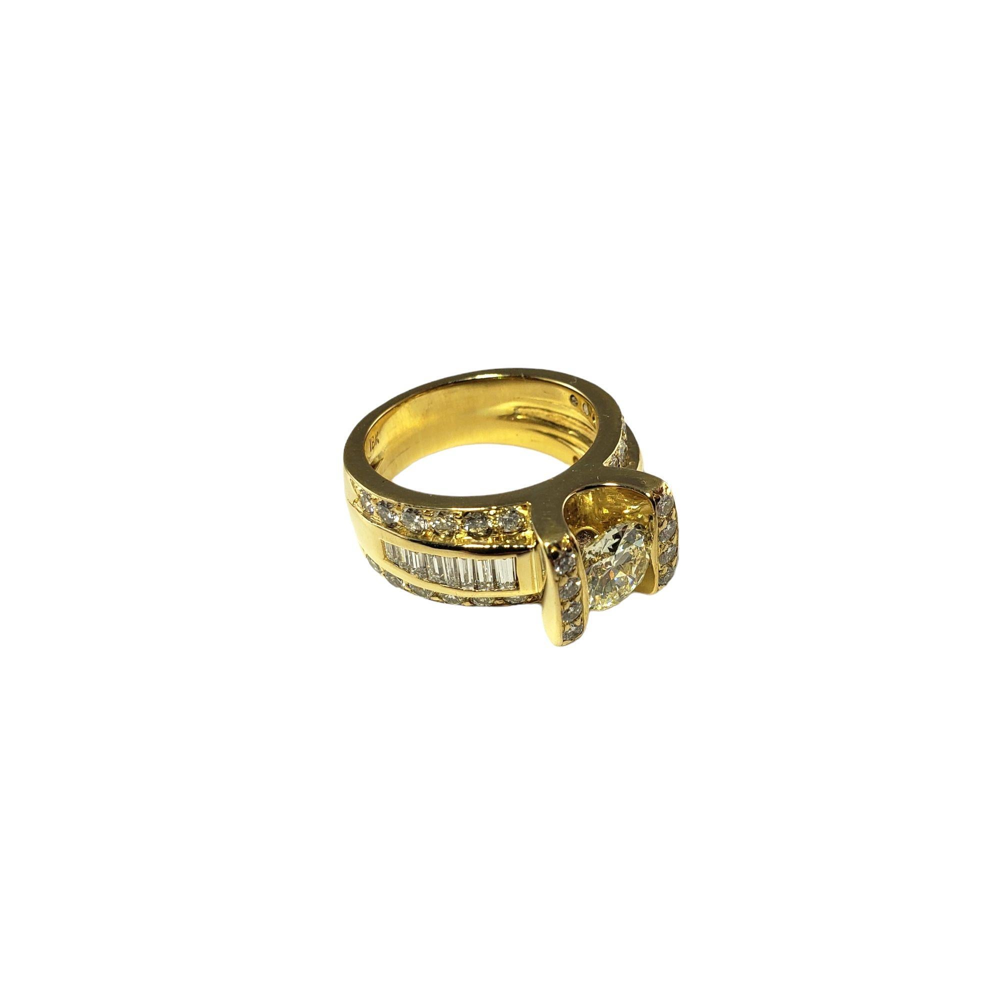 Round Cut 18 Karat Yellow Gold Diamond Engagement Ring #13684