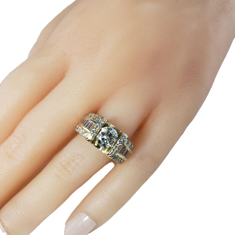 18 Karat Yellow Gold Diamond Engagement Ring JAGi Certified For Sale at ...