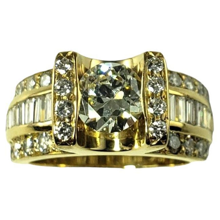 18 Karat Yellow Gold Diamond Engagement Ring JAGi Certified For Sale at ...