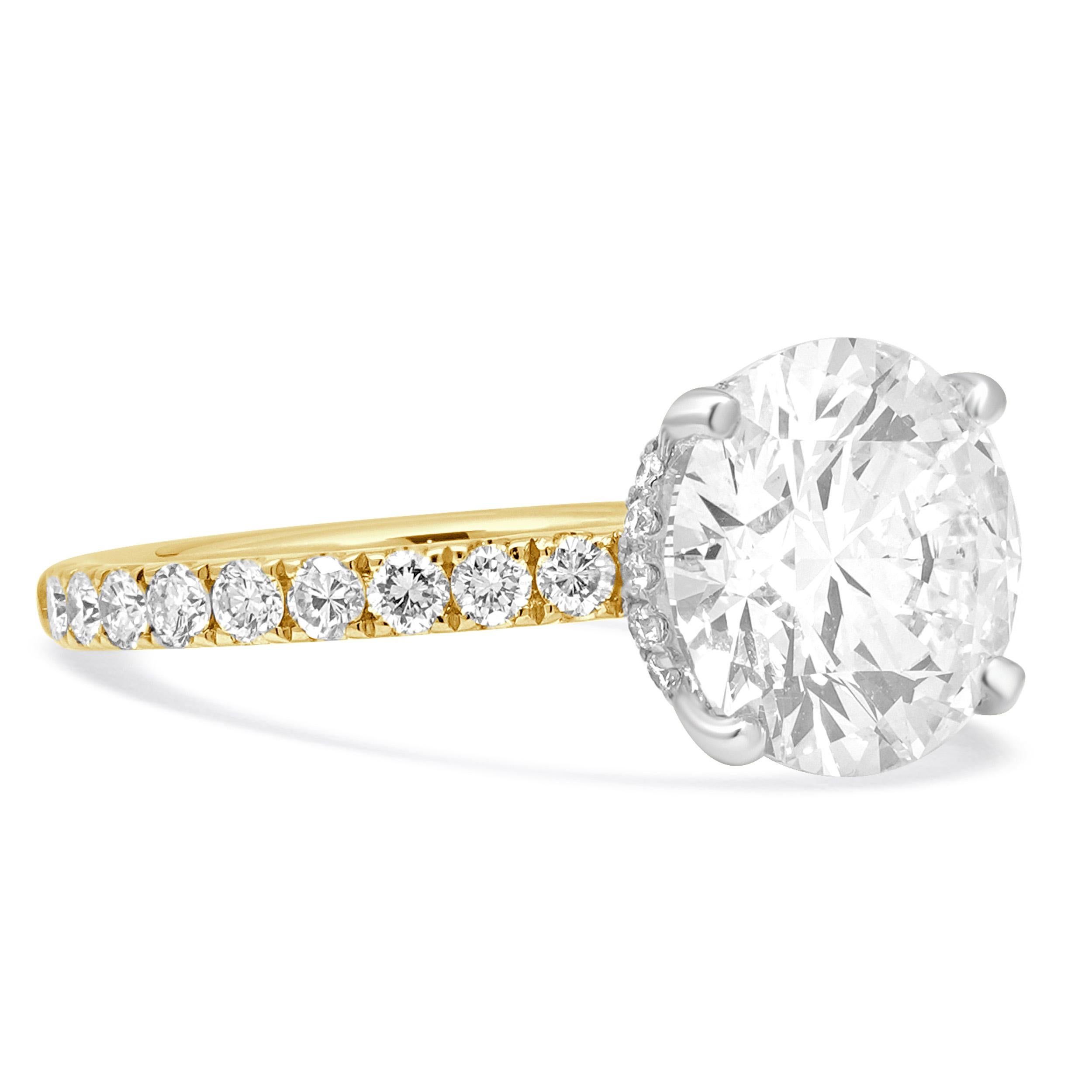 18 Karat Yellow Gold Diamond Engagement Ring With Hidden Halo For Sale ...