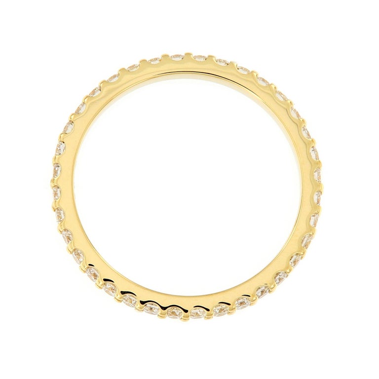 Contemporary 18 Karat Yellow Gold Diamond Eternity Band Ring For Sale