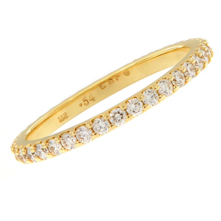 18 Karat Yellow Gold Diamond Eternity Band Ring For Sale