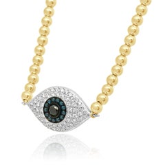 18 Karat Yellow Gold Diamond Evil Eye Necklace