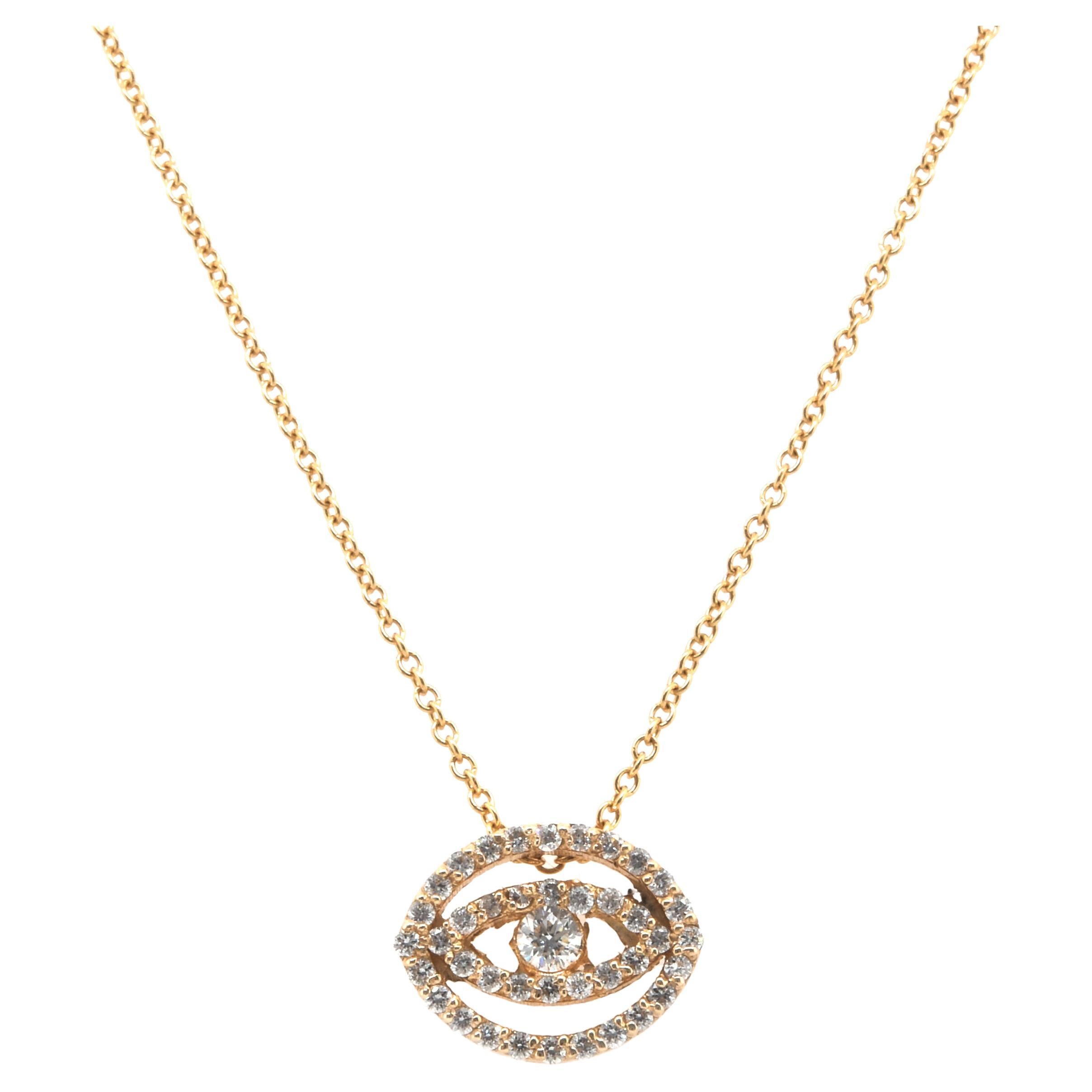 Cassis 18 Karat Yellow Gold Evil Eye Dog Tag Pendant For Sale at 1stDibs