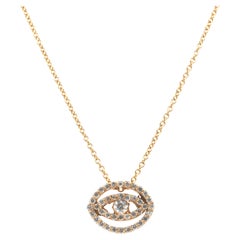 18 Karat Yellow Gold Diamond Evil Eye Necklace