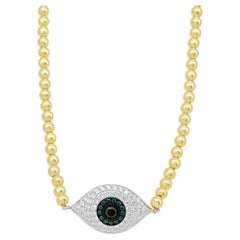 18 Karat Yellow Gold Diamond Evil Eye Necklace
