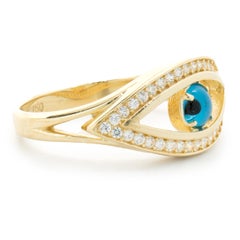 18 Karat Yellow Gold Diamond Evil Eye Ring