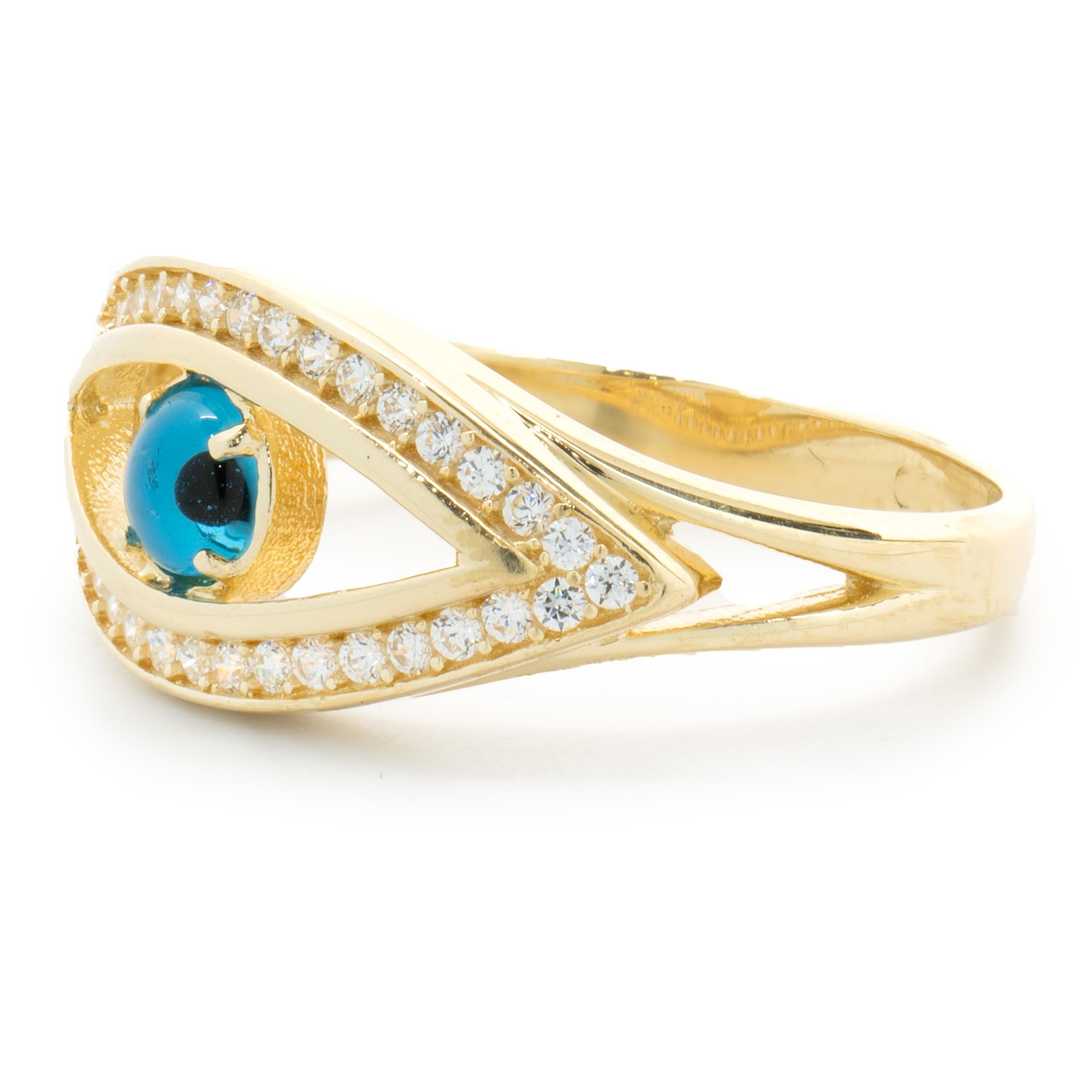18 Karat Yellow Gold Diamond Evil Eye Ring In Excellent Condition For Sale In Scottsdale, AZ