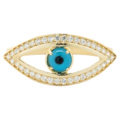 18 Karat Yellow Gold Diamond Evil Eye Ring
