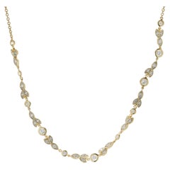 18 Karat Yellow Gold Diamond Floral Leaf Necklace