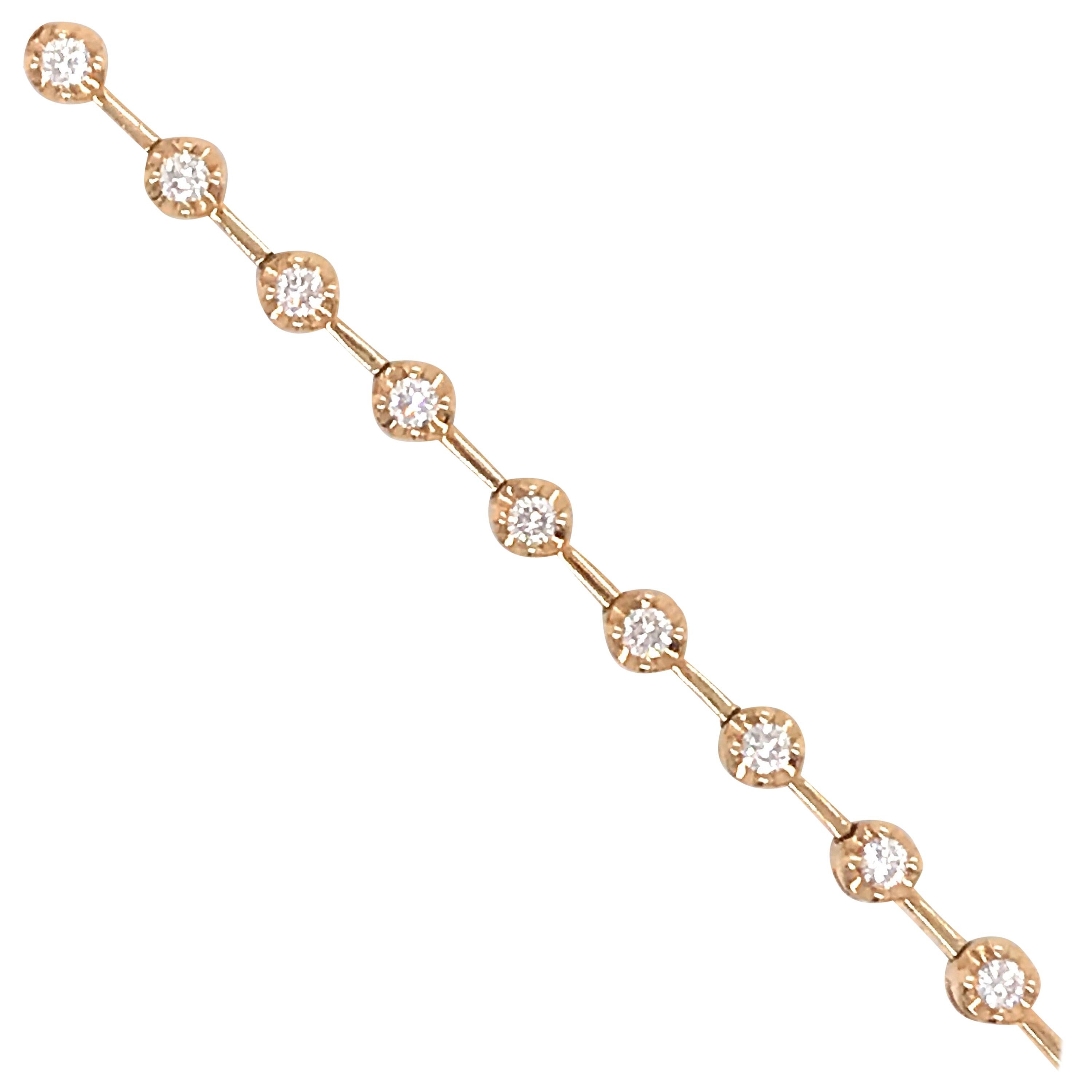 18 Karat Yellow Gold Diamond Floral Tennis Bracelet 0.91 Carat For Sale