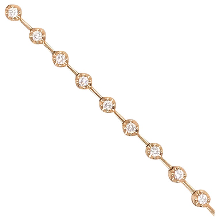 18 Karat Yellow Gold Diamond Floral Tennis Bracelet Carat For