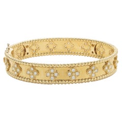 18 Karat Gelbgold Diamant-Blumen-Armreif