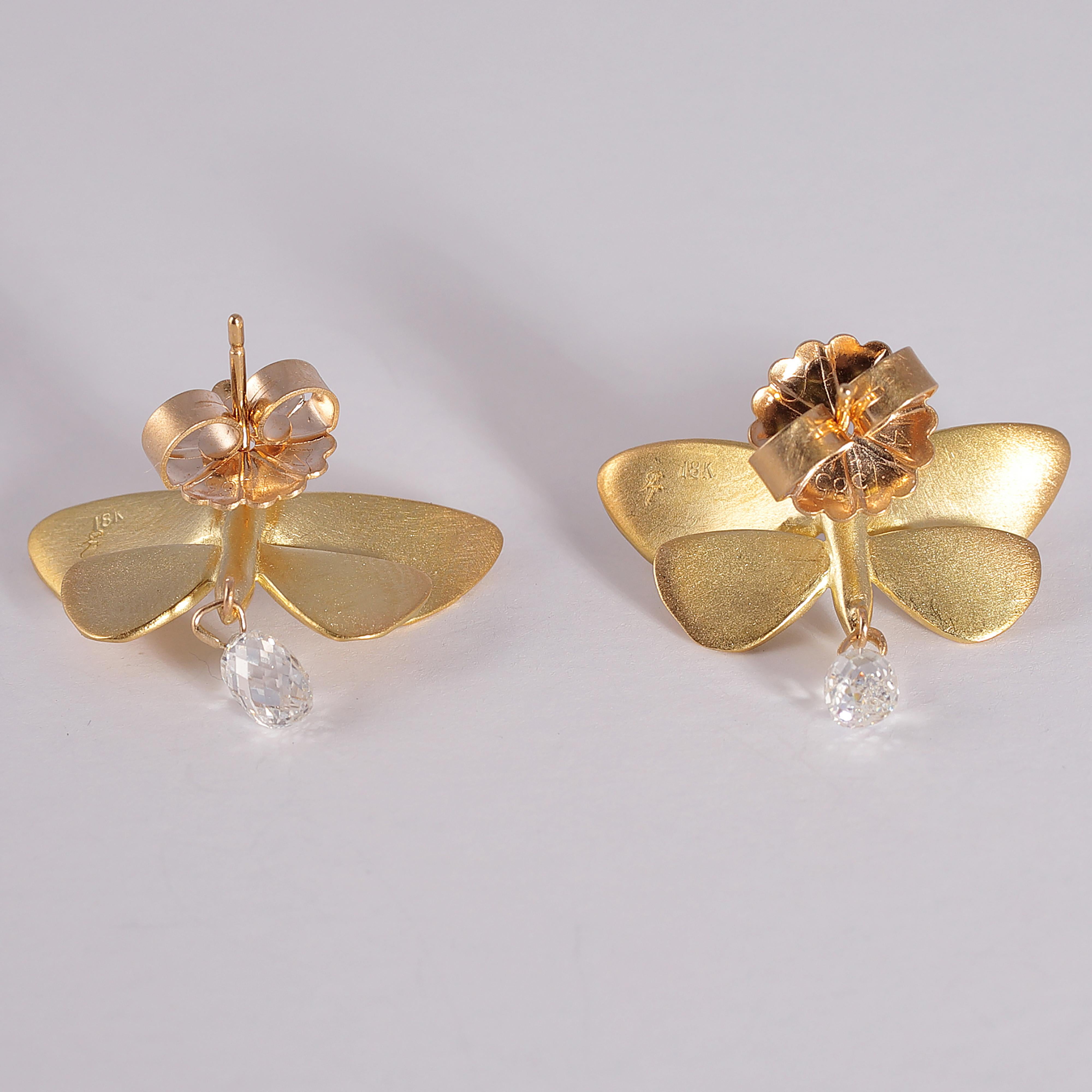 Women's or Men's 18 Karat Yellow Gold Diamond Gabriella Kiss Earrings