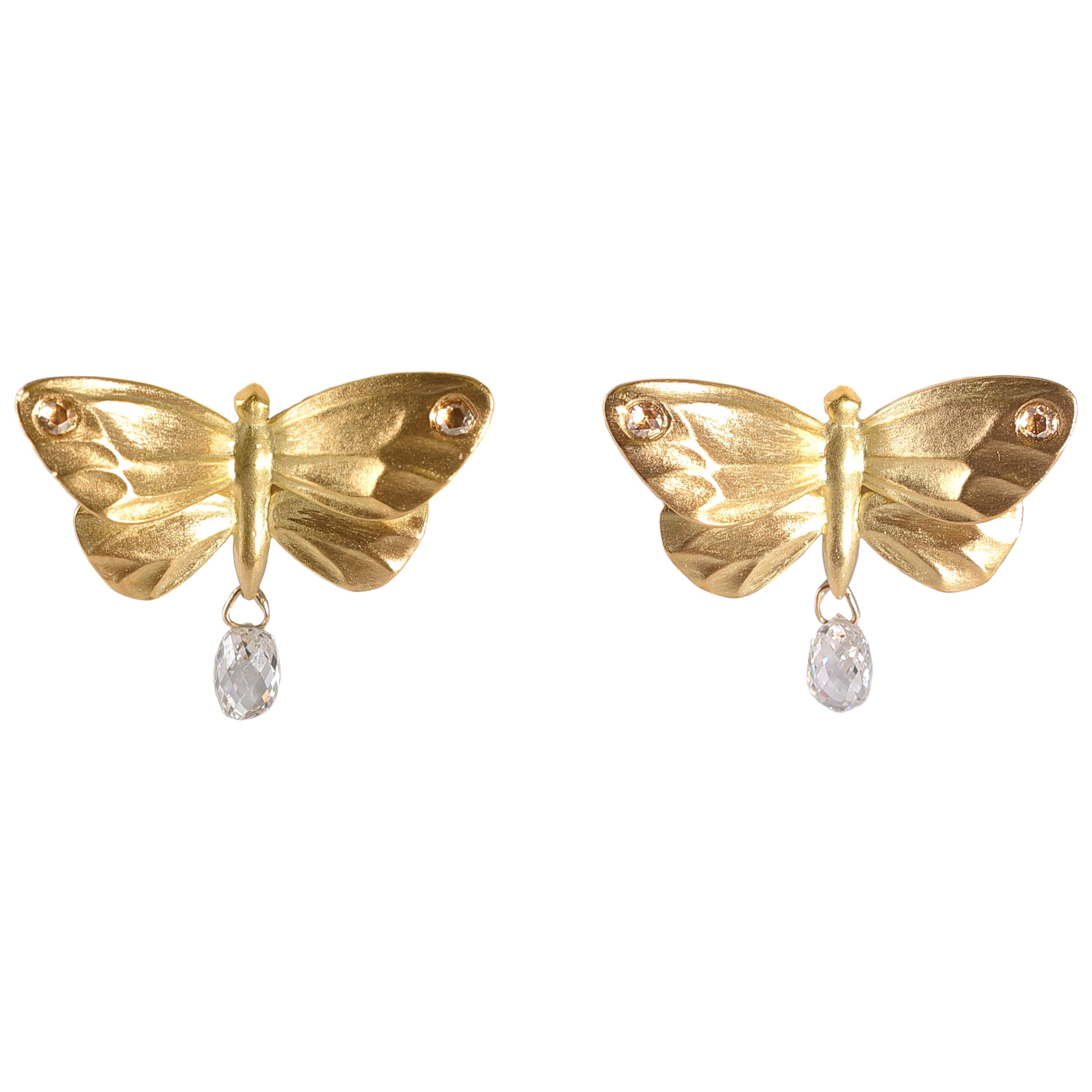 18 Karat Yellow Gold Diamond Gabriella Kiss Earrings