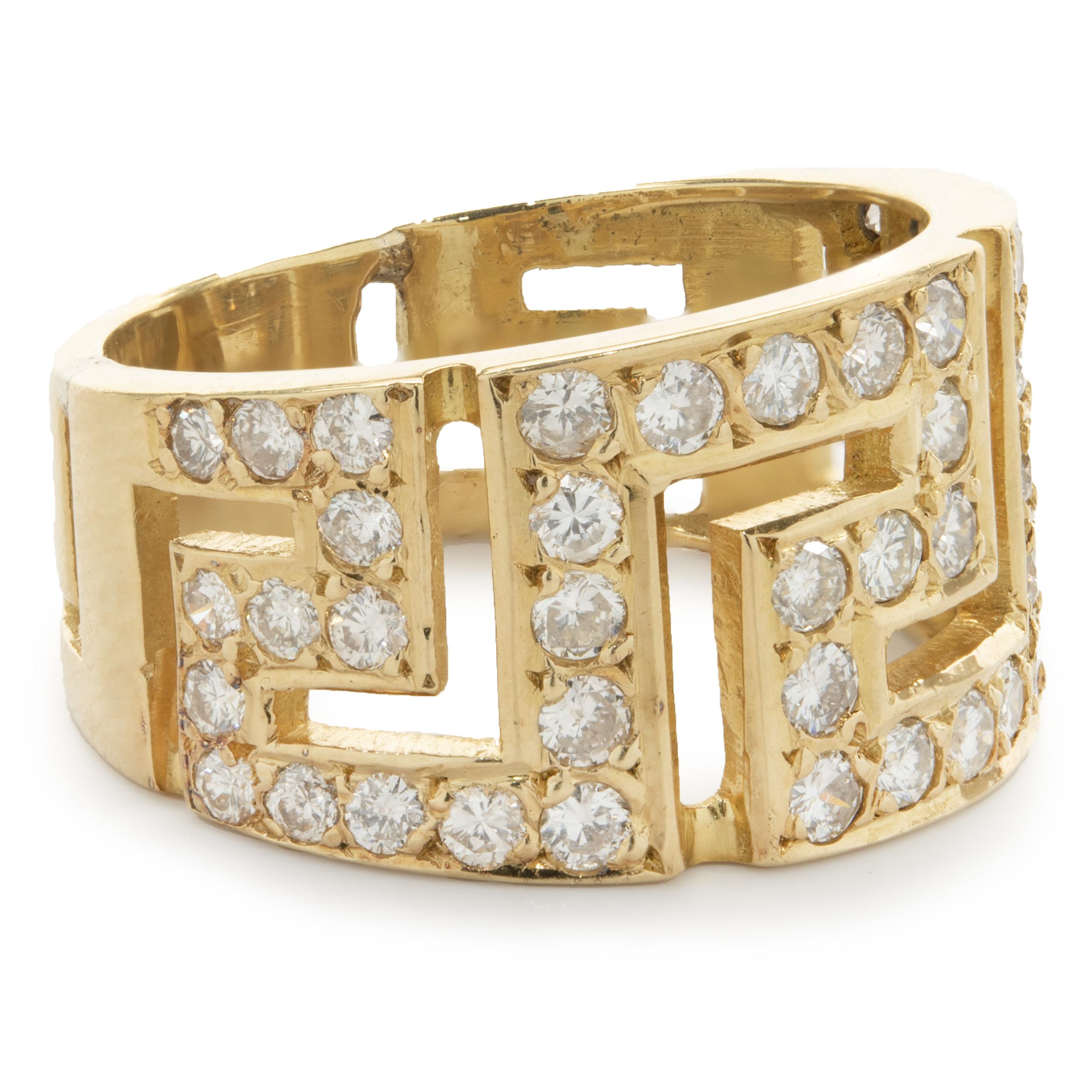 Designer: individuell
Material: 18K Gelbgold
Diamant: Rundschliff = 0,47cttw
Farbe: G
Klarheit: SI1-2
Ringgröße: 7.25 (bitte erlauben Sie zwei zusätzliche Versandtage für Größenanfragen)
Gewicht:  7.40 Gramm