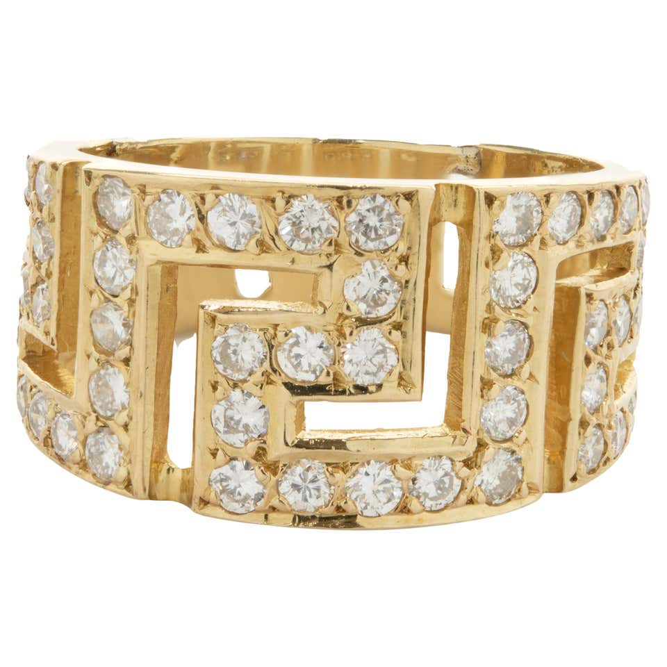 Greece Key Rings Georgios Collections 18 Karat Yellow Gold Diamond the Greek Key Design ...