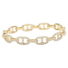18 Karat Yellow Gold Diamond Gucci Link Hinged Bangle Bracelet