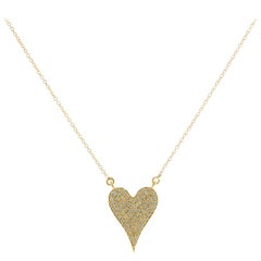 18 Karat Yellow Gold Diamond Heart Necklace