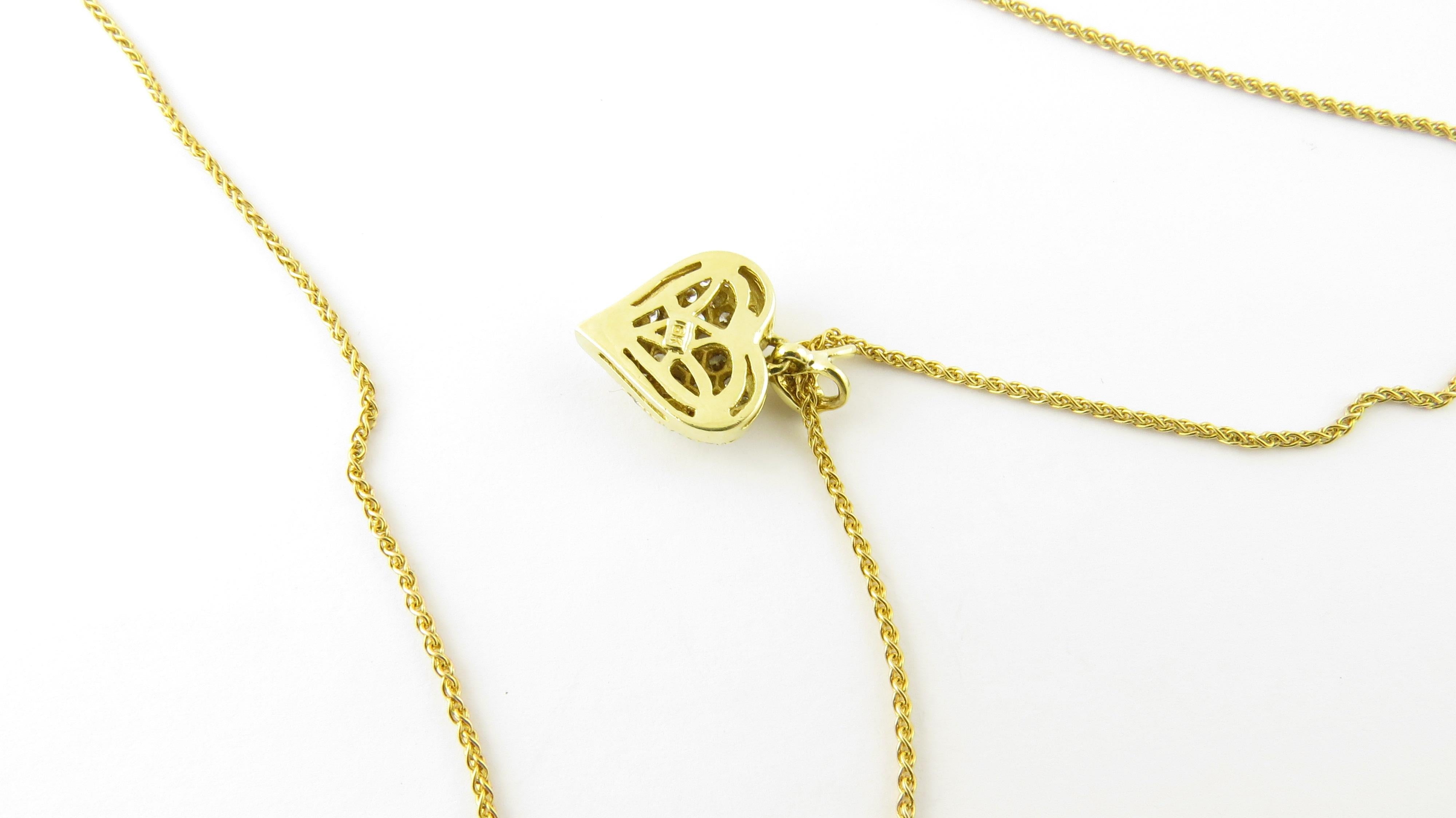 Women's 18 Karat Yellow Gold Diamond Heart Pendant Necklace