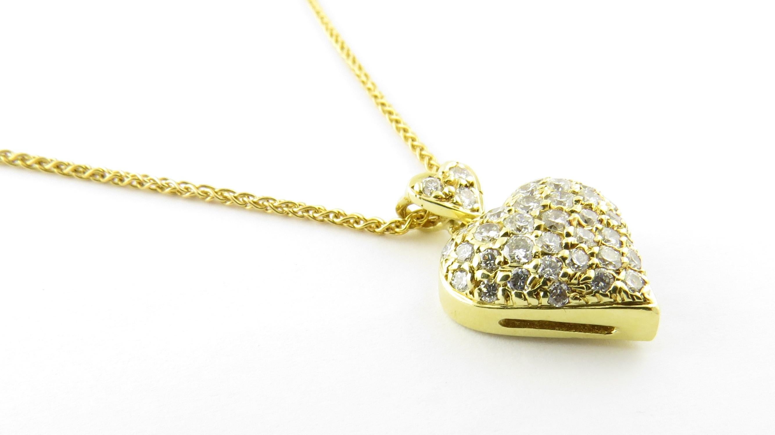 18 Karat Yellow Gold Diamond Heart Pendant Necklace 1