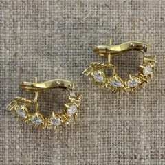 18 Karat Yellow Gold Diamond Hoop Earrings