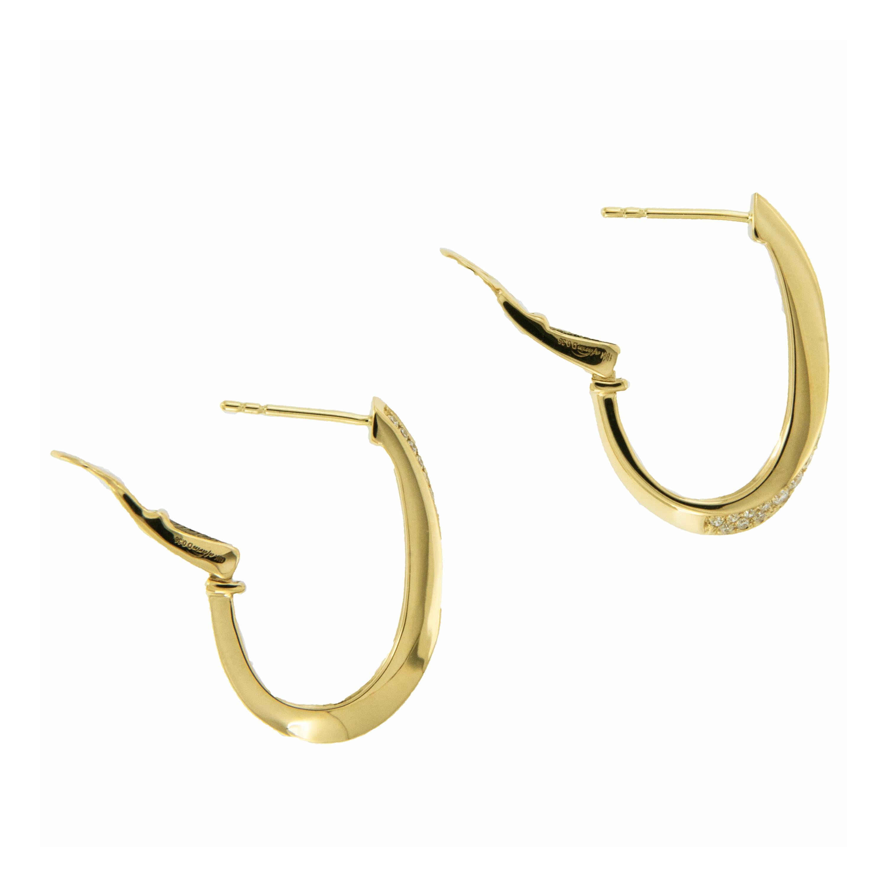 Pendientes de aro de diamantes de oro amarillo de 18 quilates en Nuevo estado para la venta en Troy, MI