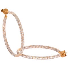 18 Karat Yellow Gold Diamond Hoop Earrings