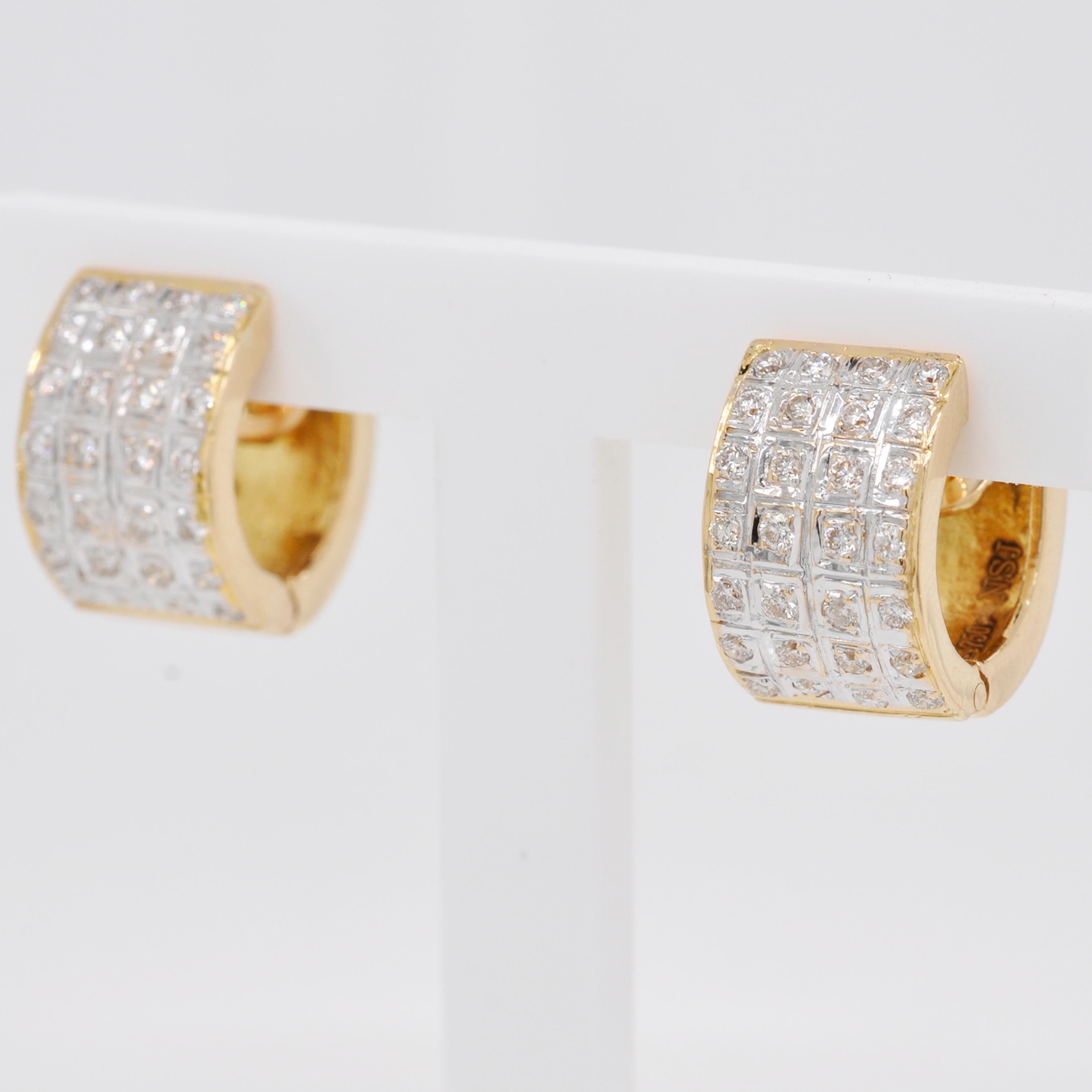 yellow gold diamond huggie earrings