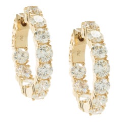 18 Karat Yellow Gold Diamond Huggie Hoop Earrings 18 Karat Yellow Gold Diamond Huggie Hoop Earrings