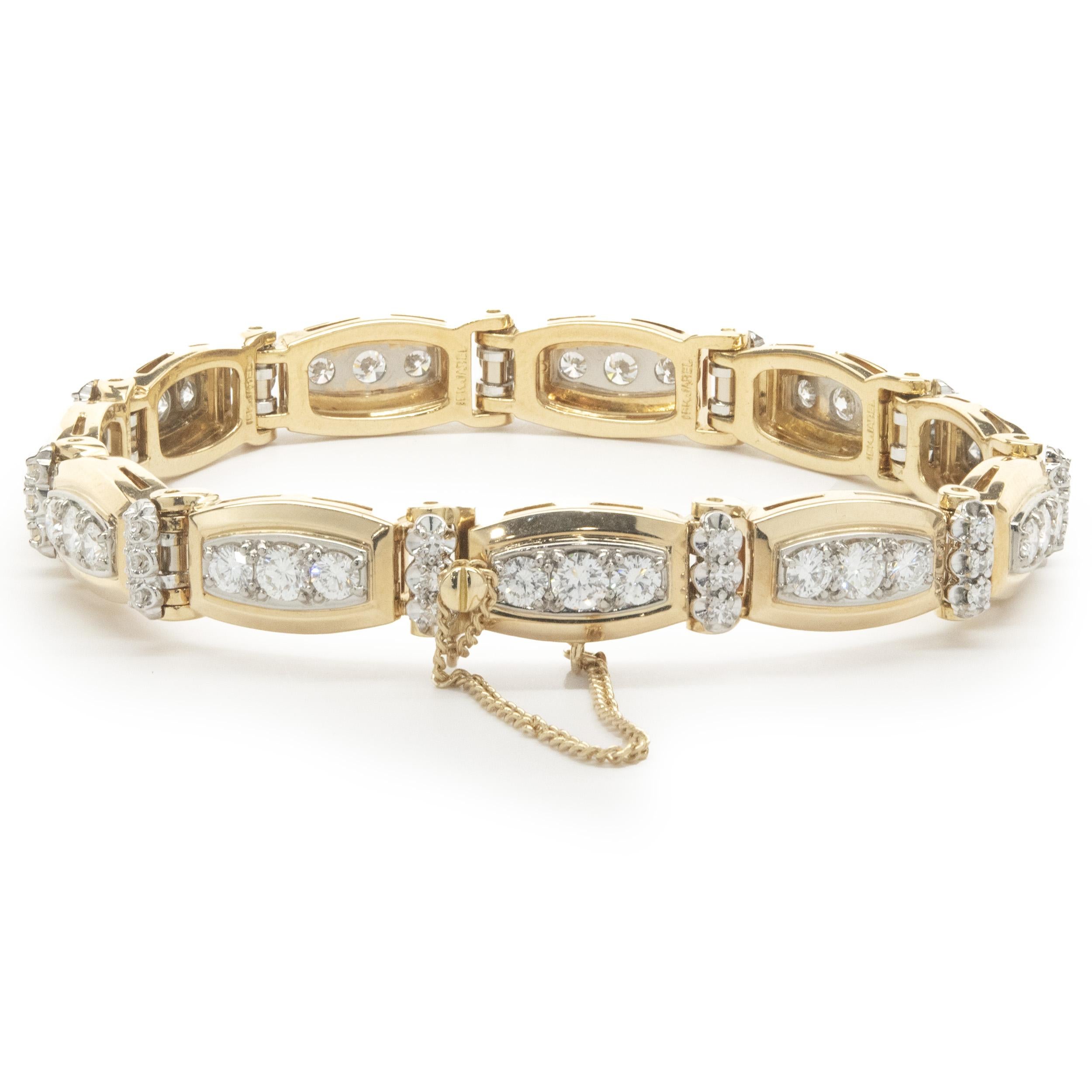 18 Karat Yellow Gold Diamond Inline Bracelet In Excellent Condition In Scottsdale, AZ