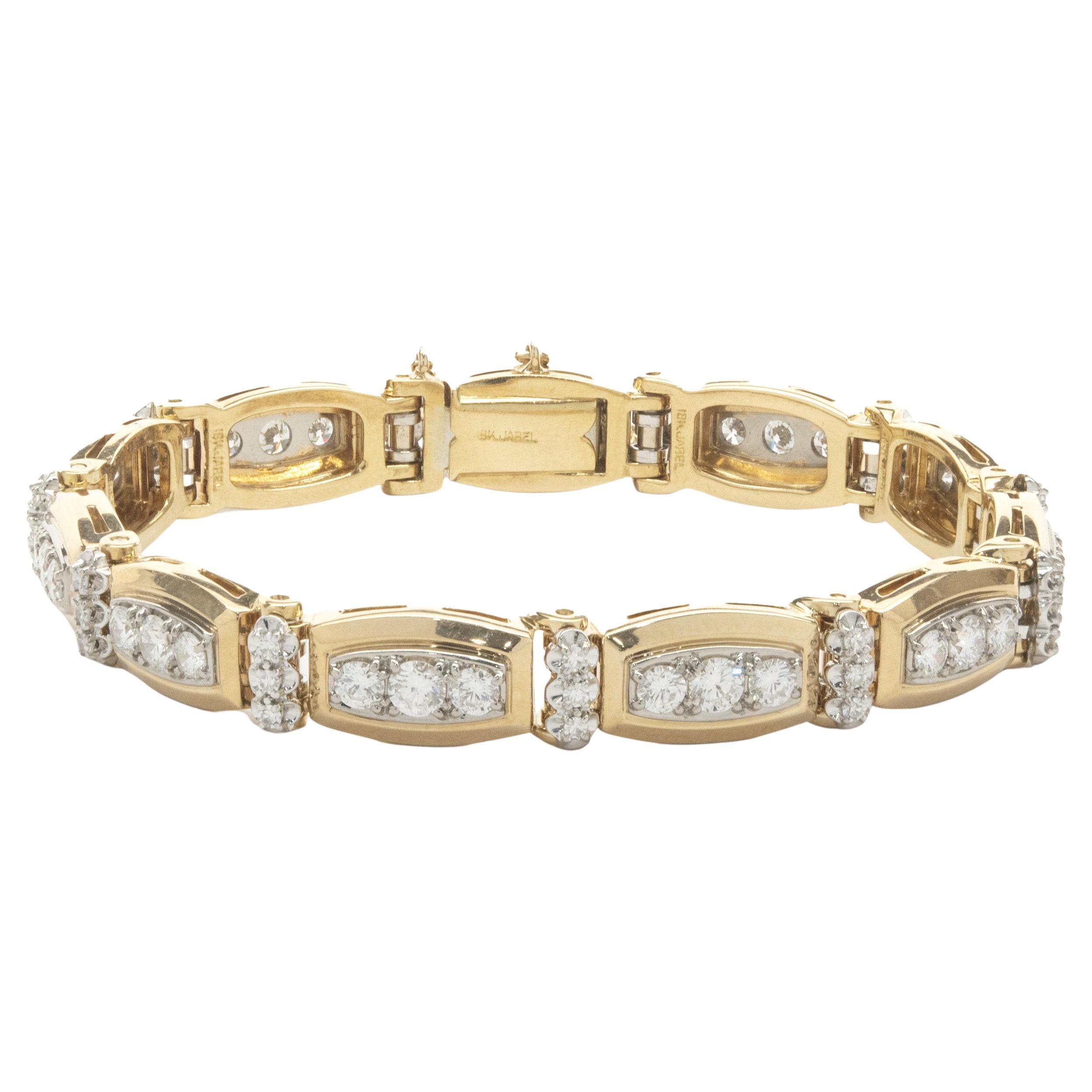 18 Karat Yellow Gold Diamond Inline Bracelet