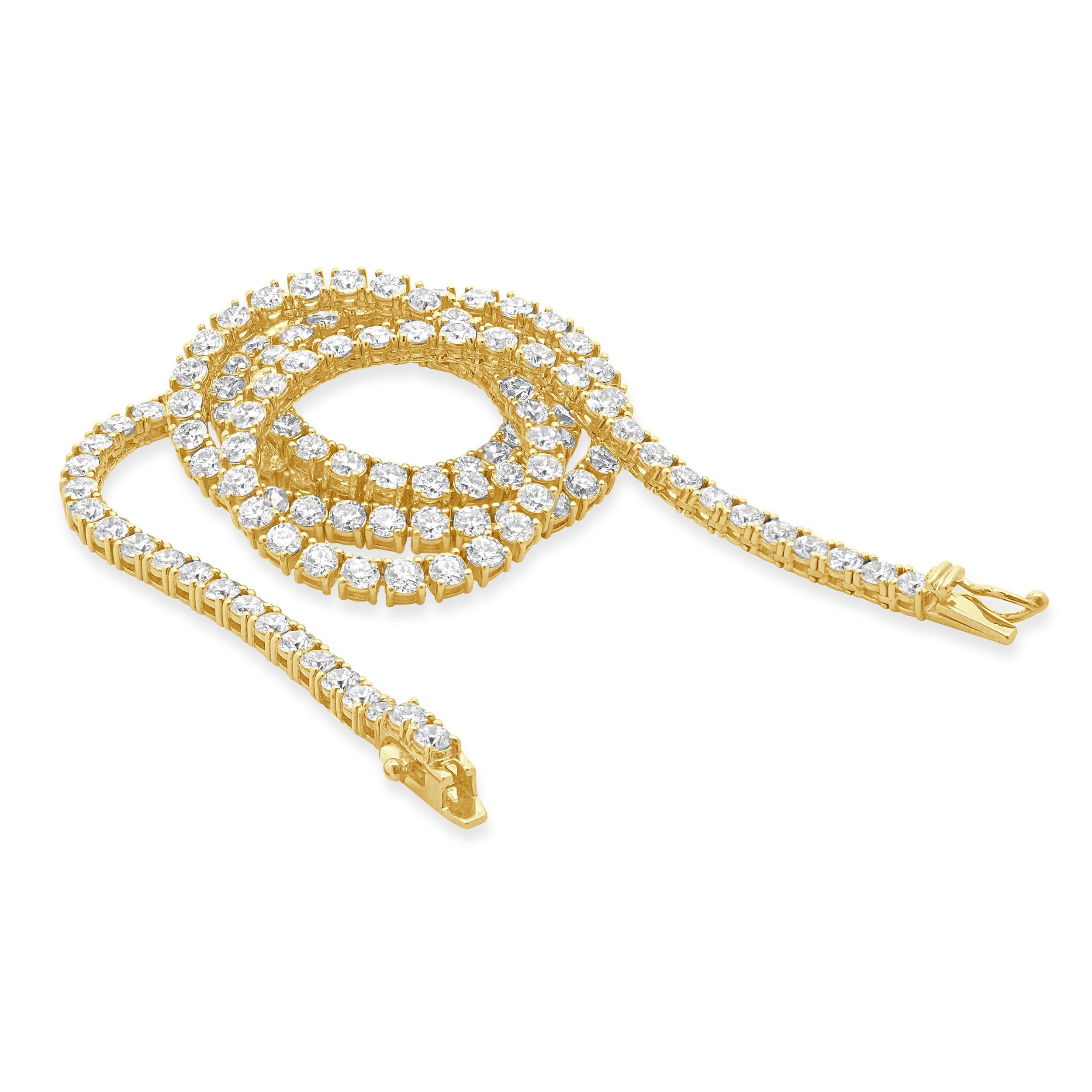 Collier tennis en or jaune 18 carats avec diamants Excellent état - En vente à Scottsdale, AZ