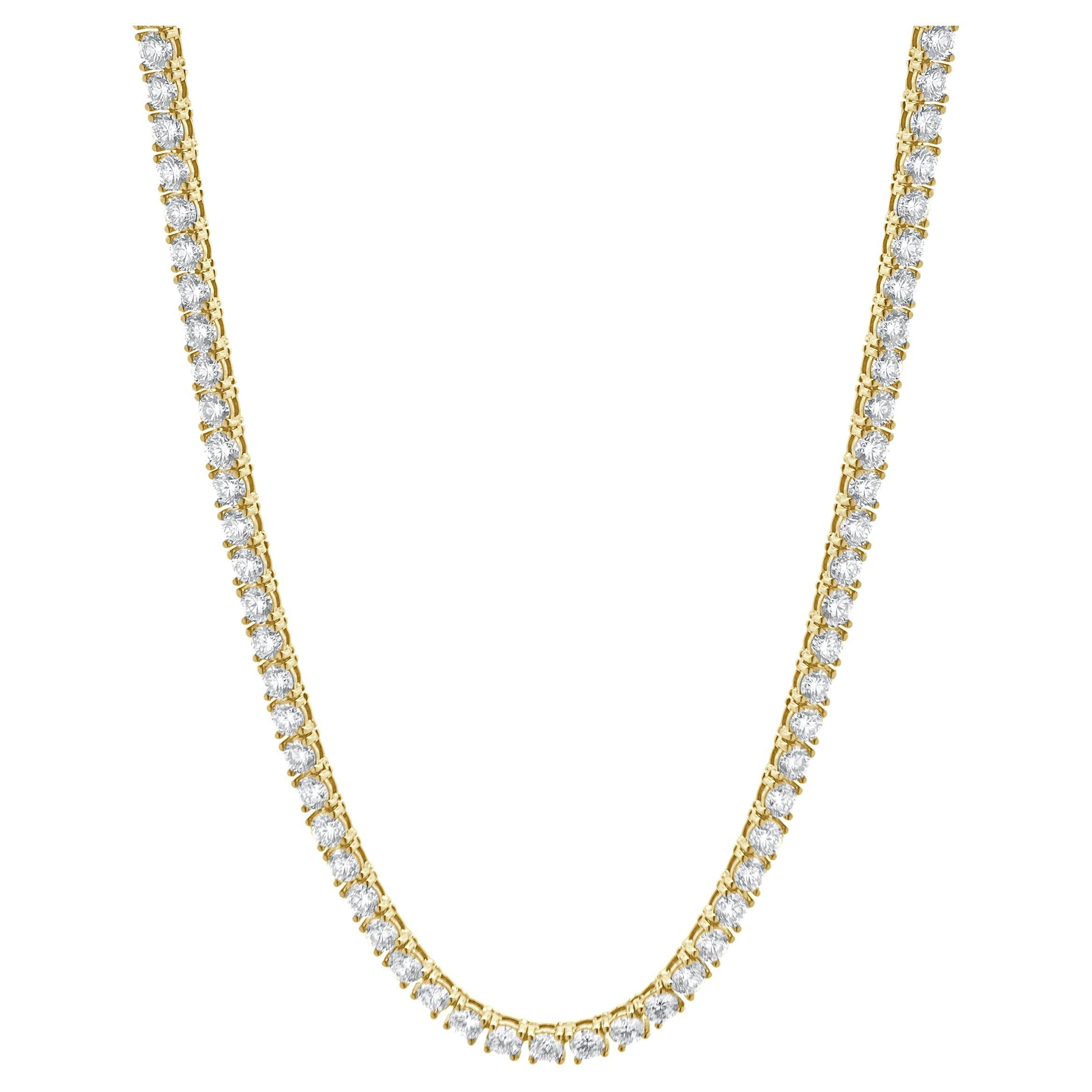 Collier tennis en or jaune 18 carats avec diamants en vente