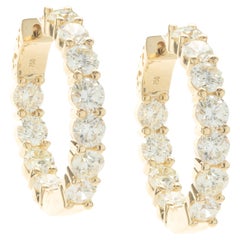18 Karat Gelbgold Diamant-Ohrringe mit Innenseite und Innenseite