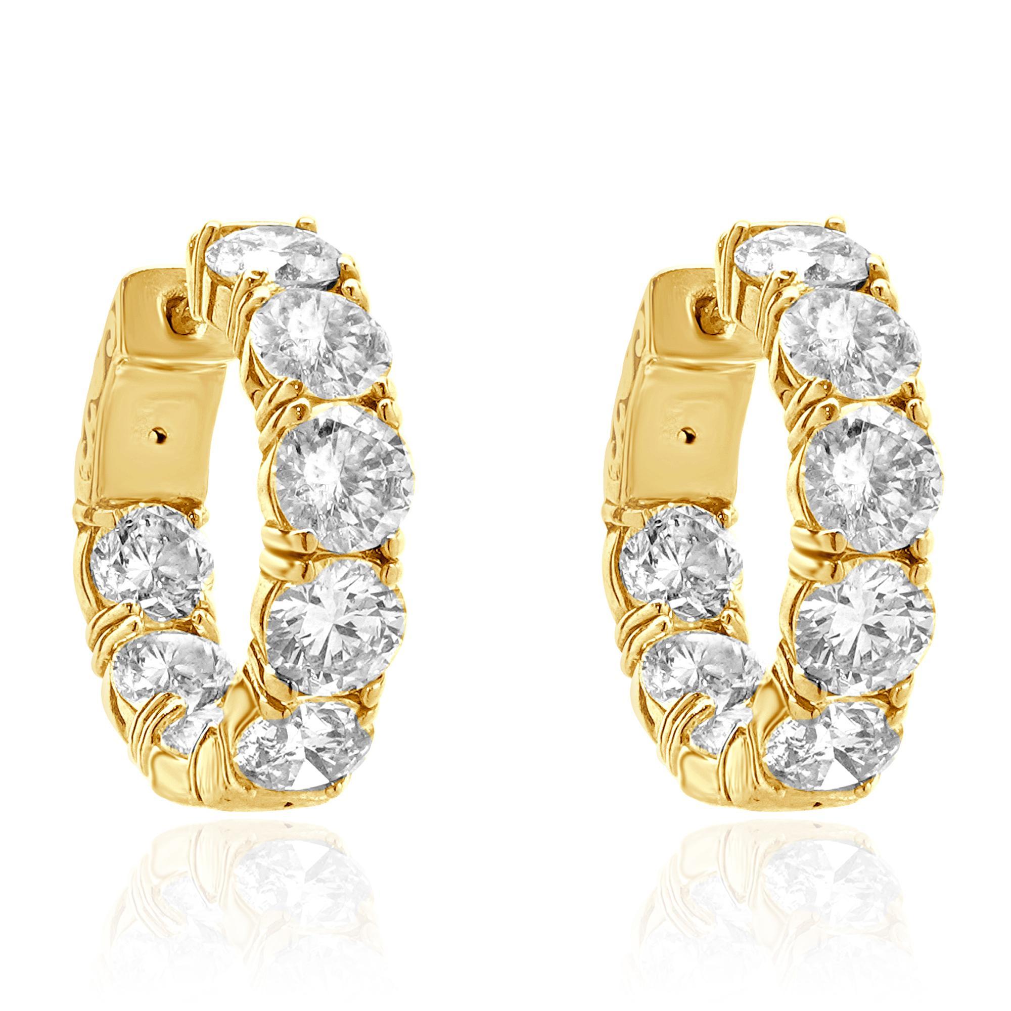 Diamond Drop Huggie Hoop Earrings in 14k Yellow Gold (1/10 ct. tw