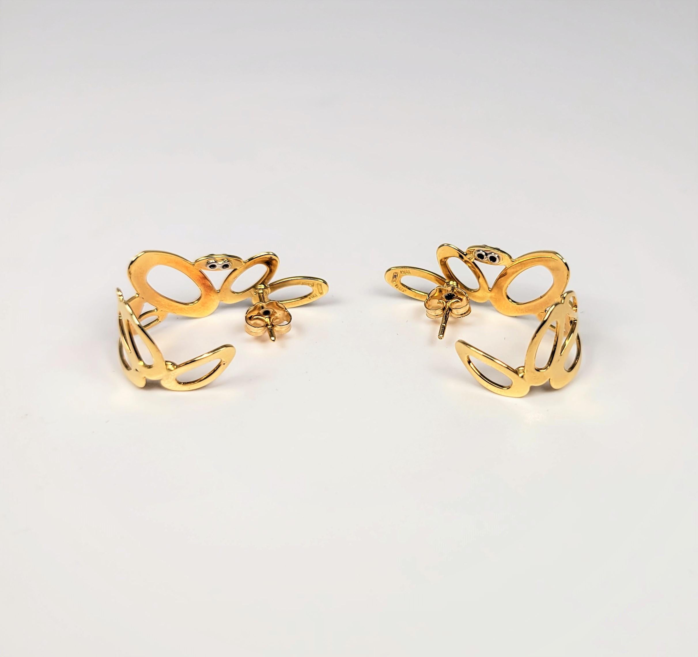 Pendientes Italianos de Diamantes en Oro Amarillo de 18 Kilates Corte redondo
