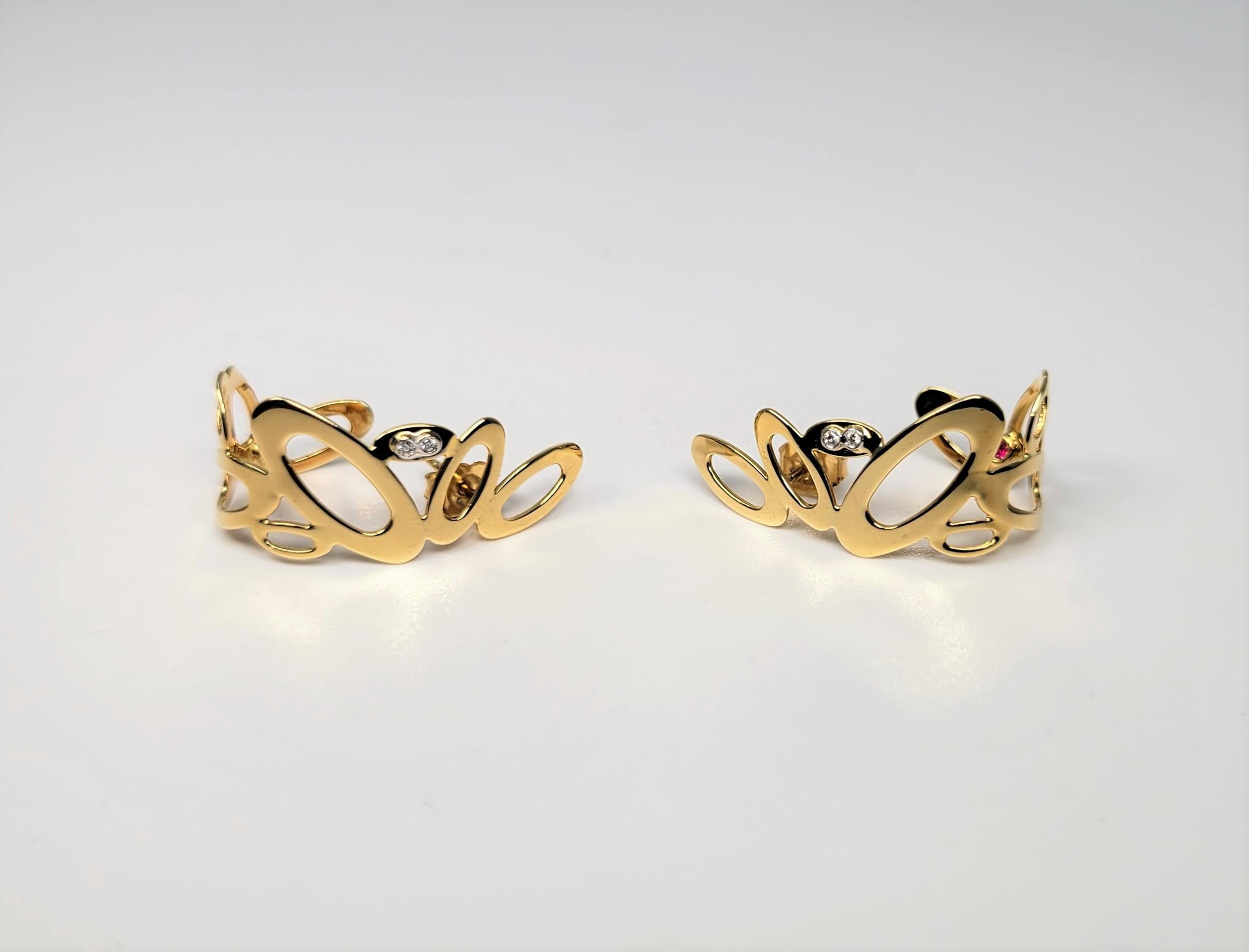 18 Karat Yellow Gold Diamond Italian Earrings In Good Condition In Dallas, TX