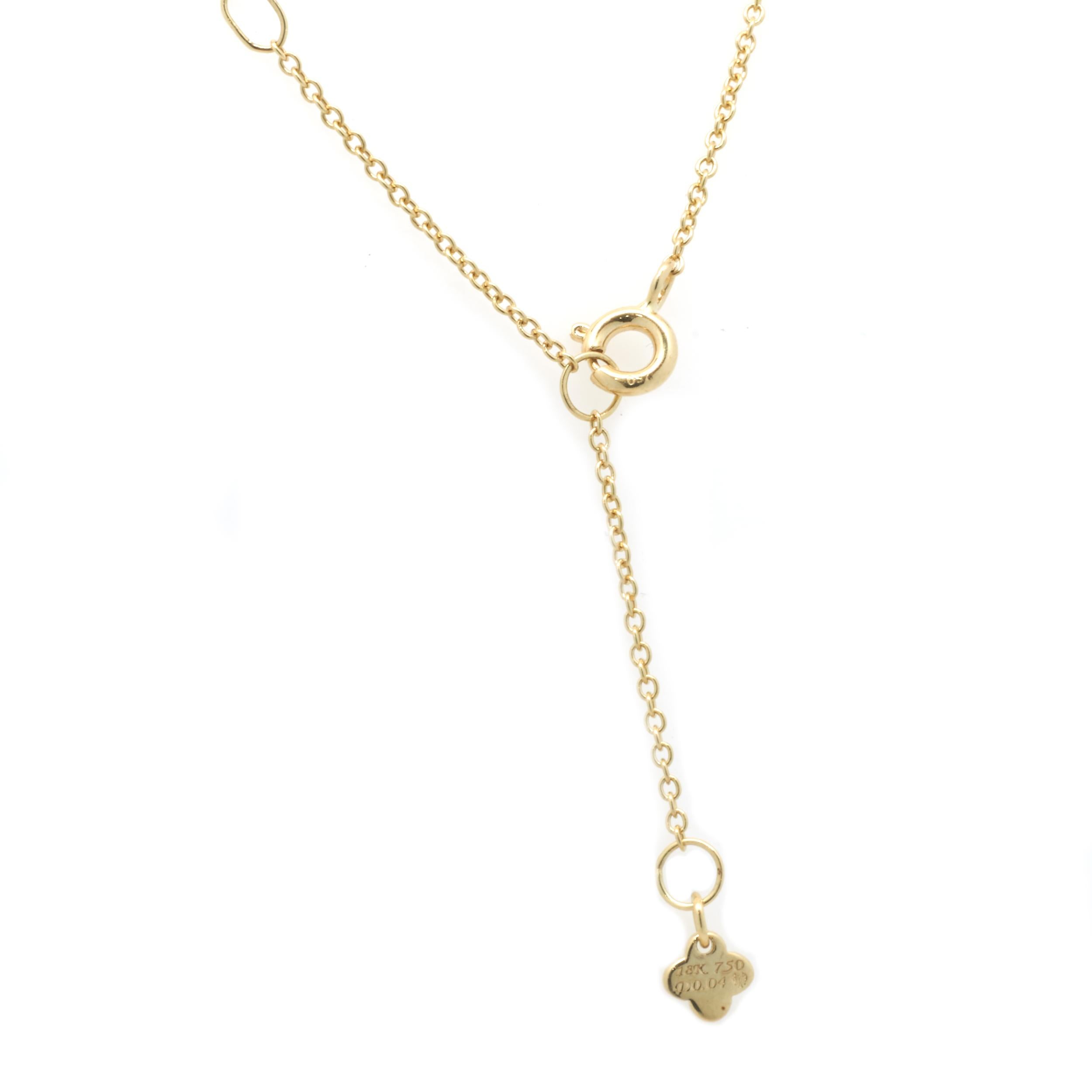 Round Cut 18 Karat Yellow Gold Diamond Lariat Necklace For Sale