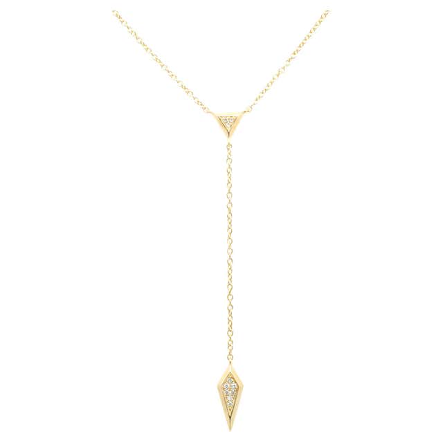 18 Karat Yellow Gold Diamond Lariat Necklace For Sale at 1stDibs