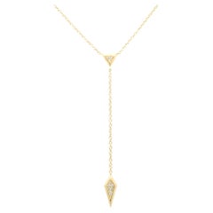 18 Karat Yellow Gold Diamond Lariat Necklace
