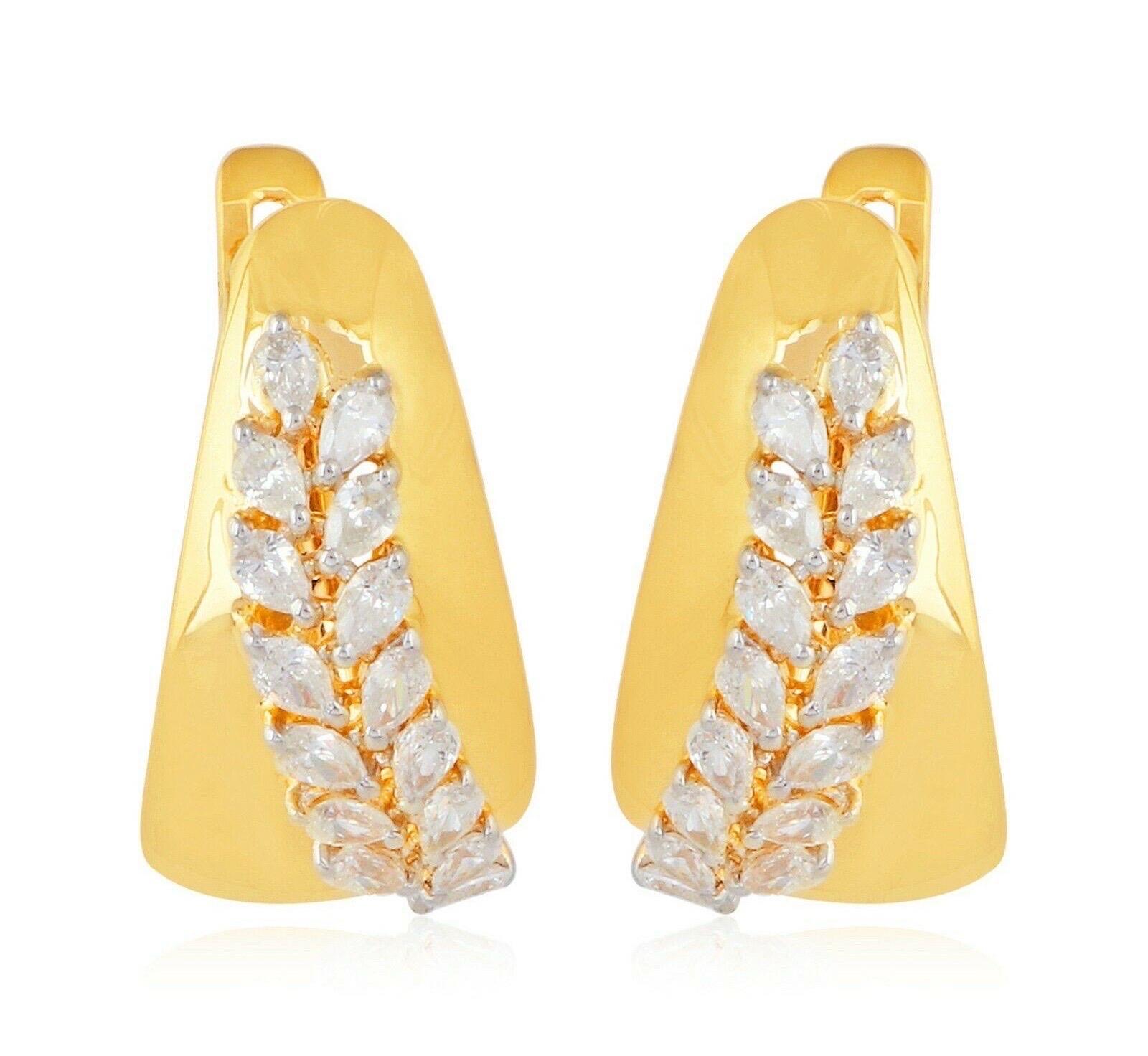 Cast from 18-karat matte gold, these beautiful huggie hoop earrings are hand set with 1.25 carats of sparkling diamonds. Available in white, rose and yellow gold.

FOLLOW MEGHNA JEWELS storefront to view the latest collection & exclusive pieces.