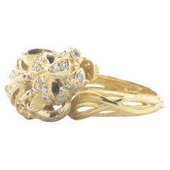 18 Karat Yellow Gold Diamond Lion’s Head Ring